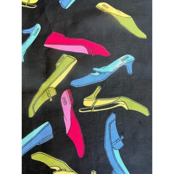 Coach 100% Silk Scarf with Bright Color Shoes Black Background with Red Frame - Picture 5 of 7